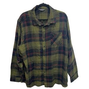 Alpine Design men’s Cotton Blend green Plaid Flannel Shirt 2XL casual gorpcore